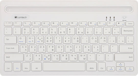 Lamtech LAM022117 Fără fir Bluetooth Doar tastatura pentru Tabletă Greacă Alb