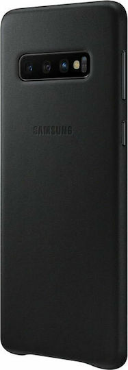 Samsung Leather Cover Umschlag Rückseite Leder Schwarz (Galaxy S10)