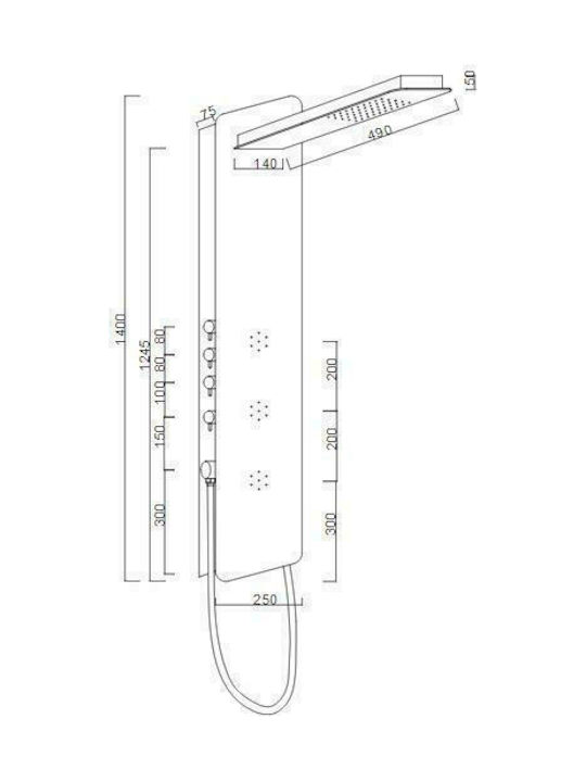 Icos Melia Duschsäule 140cm Schwarz