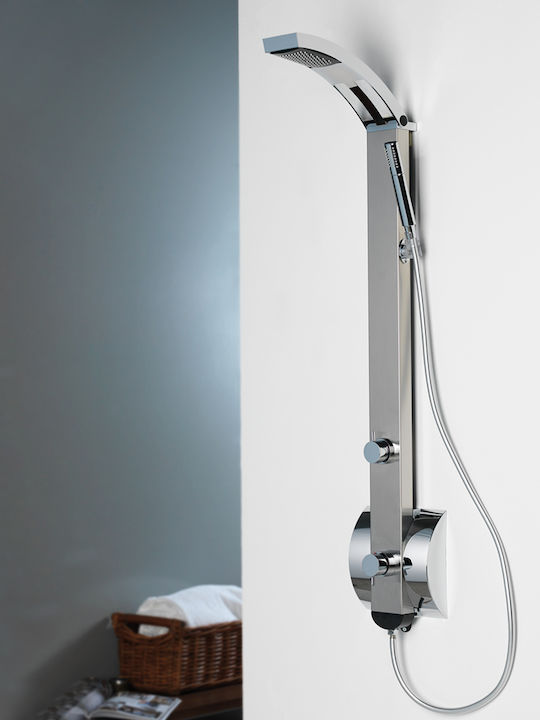 Dolce Vita Idea Shower Column with Bathtub Mixer 131.4cm Silver