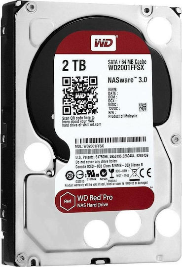Western Digital Red Pro 2000ГБ Хард диск Σκληρи дискове 3.5" SATA III 7200обороти в минута с 64МБ Кеш за NAS WD2002FFSX