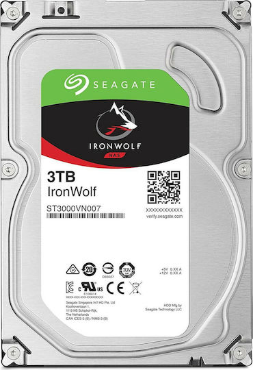 Seagate IronWolf 3TB HDD Hard Drive 3.5" SATA III 5900rpm with 64MB Cache for NAS ST3000VN007