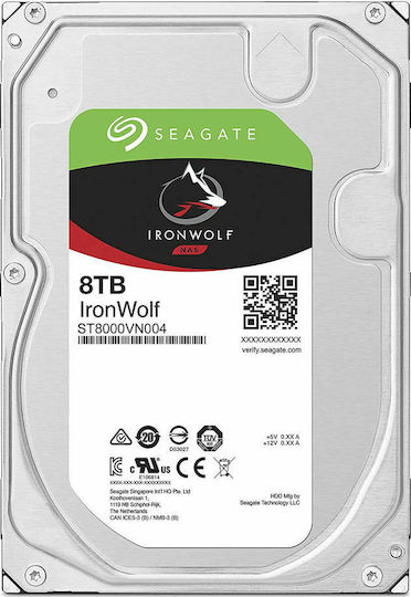 Seagate Ironwolf 8TB HDD Σκληρός Δίσκος 3.5" SATA III 7200rpm με 256MB Cache για NAS ST8000VN004