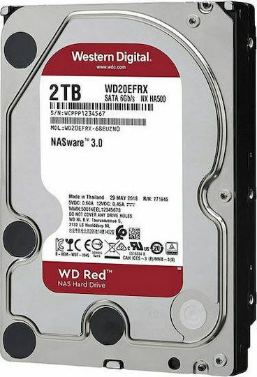 Western Digital Red 2TB HDD Σκληρός Δίσκος 3.5" SATA III 5400rpm με 256MB Cache για NAS WD20EFAX