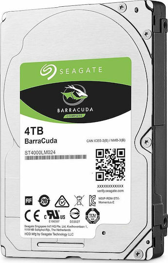Seagate Barracuda 4TB HDD Σκληρός Δίσκος 2.5" SATA III 5400rpm με 128MB Cache για Desktop / Laptop ST4000LM024