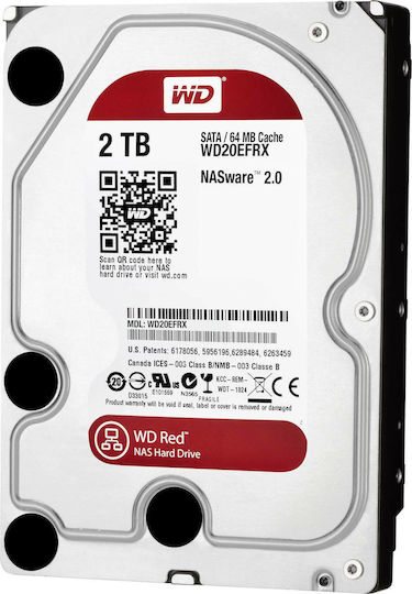 Western Digital Red 2TB HDD Σκληρός Δίσκος 3.5" SATA III 5400rpm με 256MB Cache για NAS WD20EFAX
