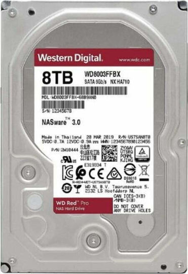 Western Digital Red Pro 8TB HDD Σκληρός Δίσκος 3.5" SATA III 7200rpm με 256MB Cache για NAS WD8003FFBX