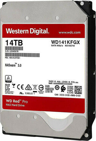 Western Digital Red Pro 14TB HDD Σκληρός Δίσκος 3.5" SATA III 7200rpm με 512MB Cache για NAS WD141KFGX