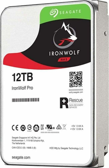 Seagate IronWolf Nas 12TB HDD Σκληρός Δίσκος 3.5" SATA III 7200rpm με 256MB Cache για NAS ST12000VN0008