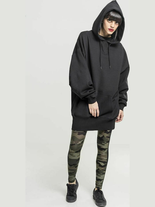 Long Women's Sweatshirt Hooded Black
