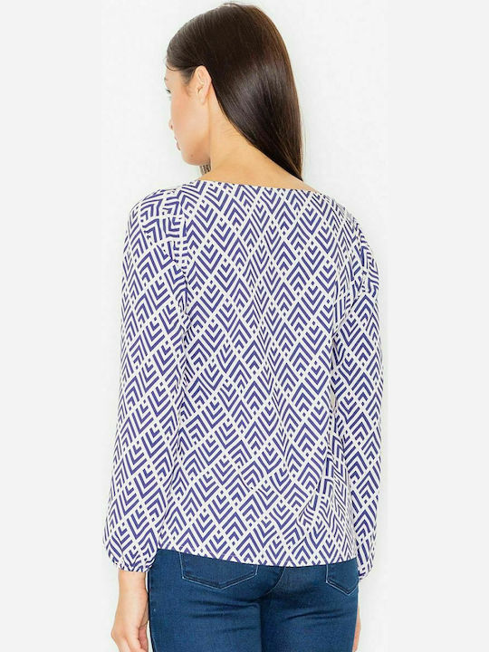 Figl M520 Women's Blouse Long Sleeve White/Blue 77078