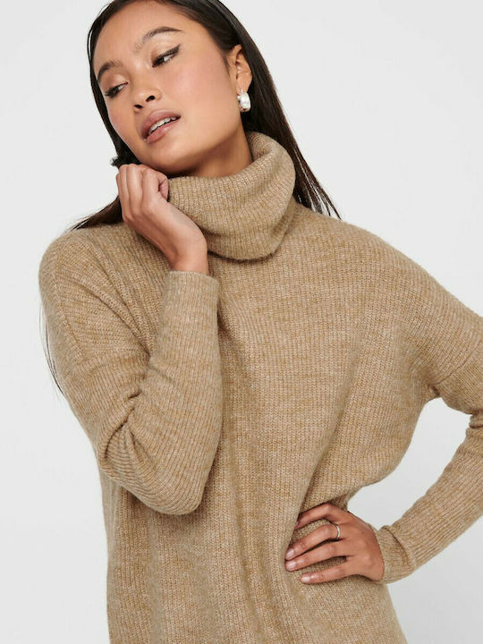 Mini Dress Turtleneck Beige