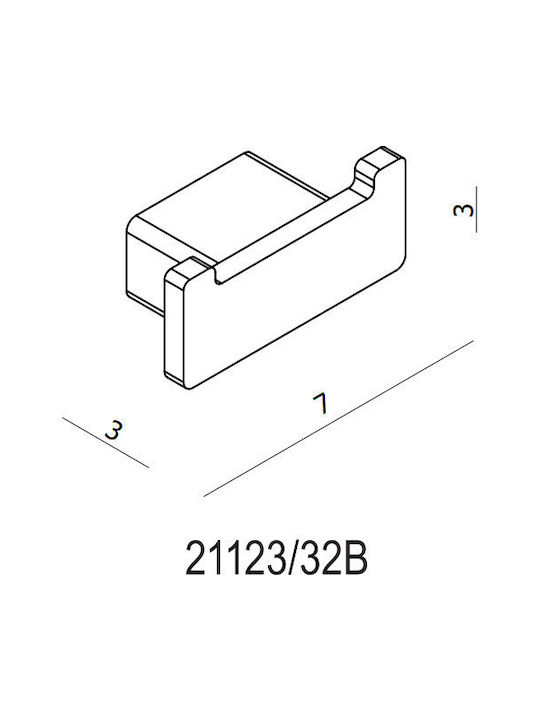 Langberger Series 123 Άγκιστρο Μπάνιου Διπλό με Βίδες ​7x3cm Μαύρο