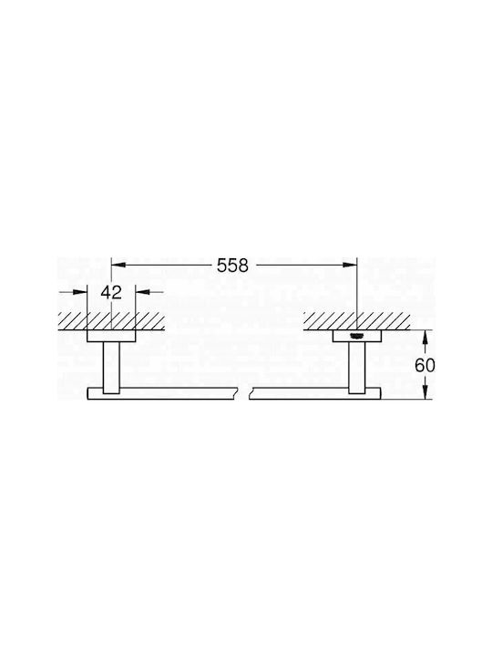 Grohe Cube Single Wall-Mounted Bathroom Rail ​60x60cm Silver