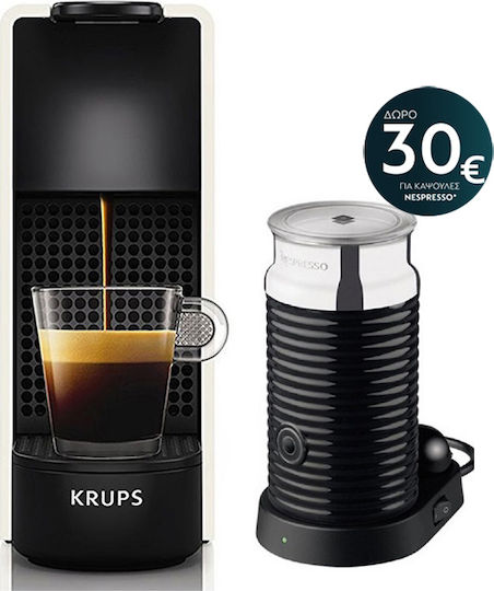 Krups Essenza Mini Pod Coffee Machine Nespresso Pressure 19bar with Milk Frother White