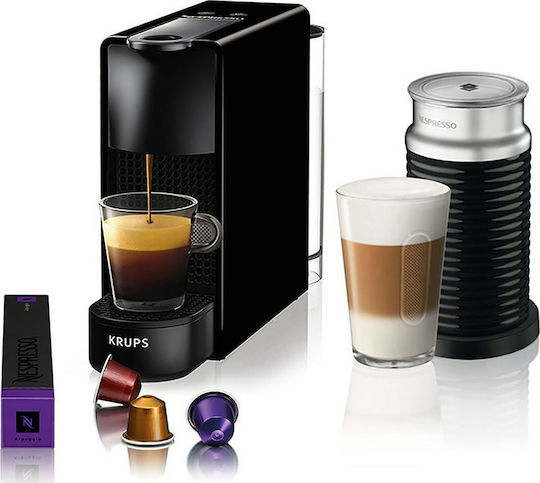 Krups Essenza Mini Pod Coffee Machine Nespresso Pressure 19bar with Milk Frother Black