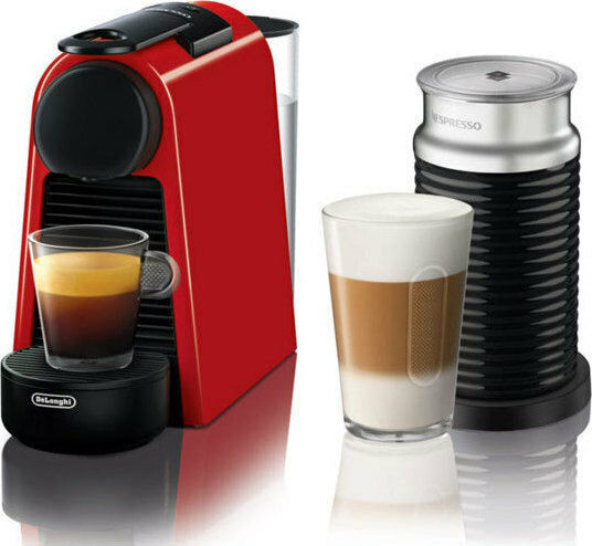 De'Longhi Essenza Mini Pod Coffee Machine Nespresso Pressure 19bar with Milk Frother Red