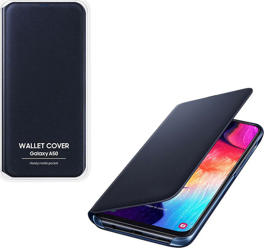 Samsung Книга Изкуствена кожа Черен (Galaxy A50) EF-WA505PBEGWW