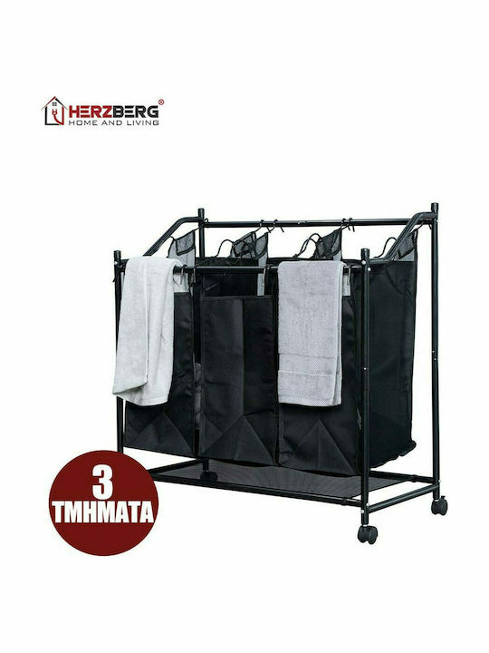 Herzberg Herzberg Laundry Basket Metallic 76.5x41x83cm Black