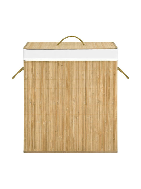 vidaXL Collapsible Bamboo Laundry Basket 100L with Lid 52x32x62.5cm Beige 100L