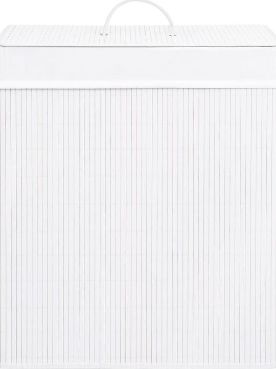 vidaXL Collapsible Bamboo Laundry Basket 100lt with Cap 52x32x62.5cm White