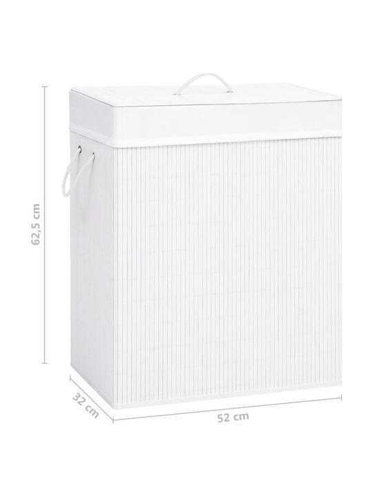 vidaXL Collapsible Bamboo Laundry Basket 100lt with Cap 52x32x62.5cm White