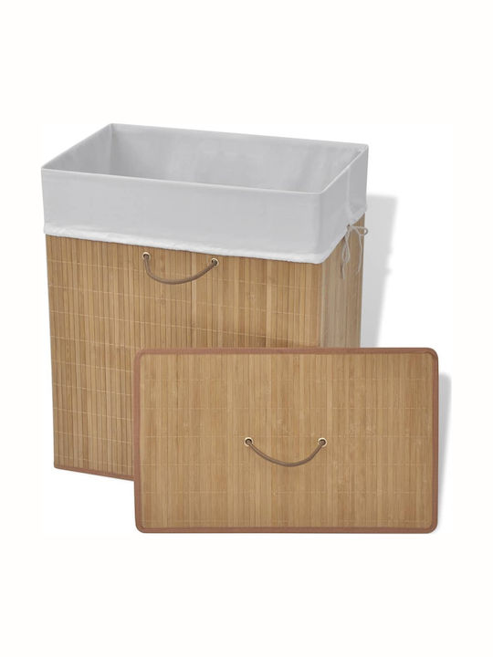 vidaXL Wäschekorb Bamboo Klappbar 83lt mit Deckel 40x30x60cm Braune