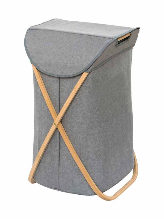 Wenko Bahari Laundry Basket Bamboo 79L with Cap 40x46x68cm Gray