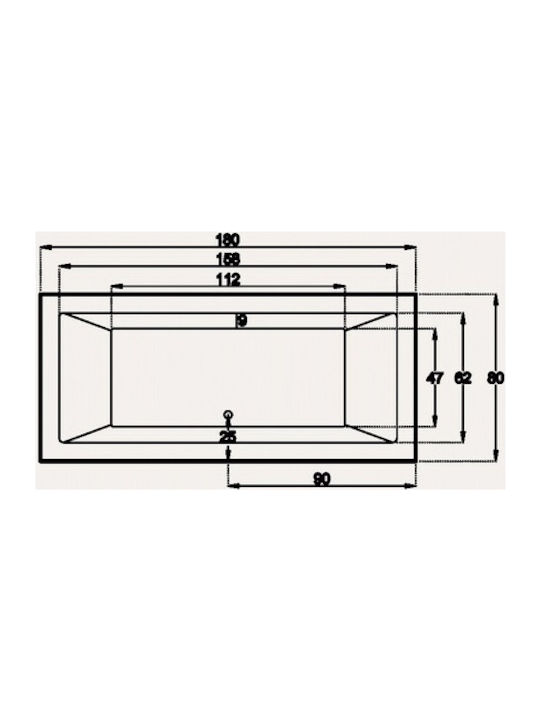 Sanitec Quadra Μπανιέρα Ακρυλική 180x80x60cm