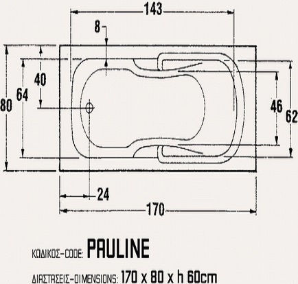 Sanitec Pauline Μπανιέρα Ακρυλική 170x80cm
