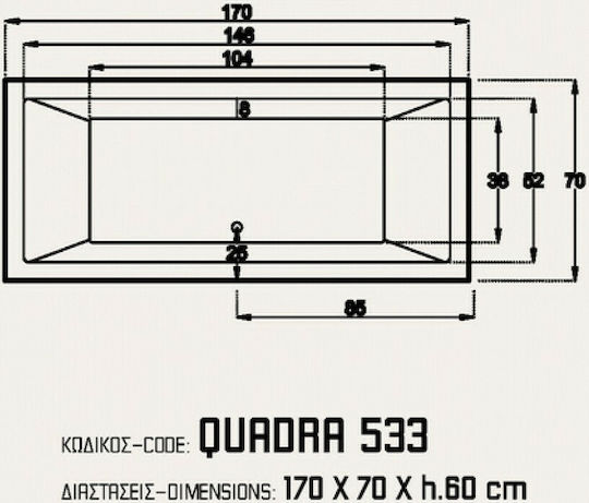 Sanitec Quadra Badewanne Acryl 170x70cm