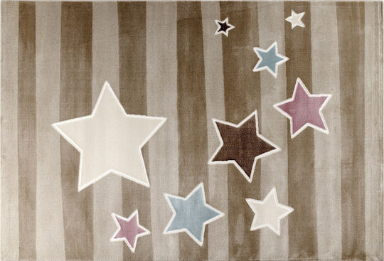 Tzikas Carpets 31767-070 Детско килимче Звезди Кафяв 133x190см Дебелина 11мм