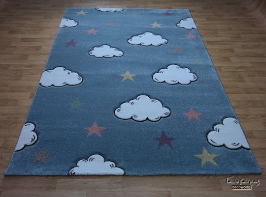 Tzikas Carpets 17419-030 Παιδικό Χαλί Σύννεφα Πετρόλ 133x190cm Πάχους 13mm