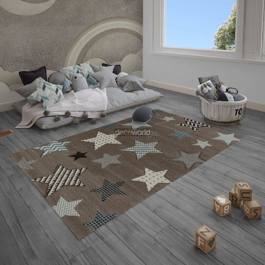 Tzikas Carpets 21895-70 Детско килимче Звезди Кафяв 133x190см Дебелина 13мм