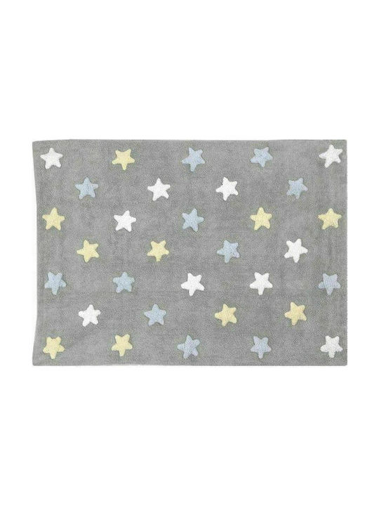 Lorena Canals Handmade Kids Rug Stars Cotton 120x160cm Stars Grey-Blue