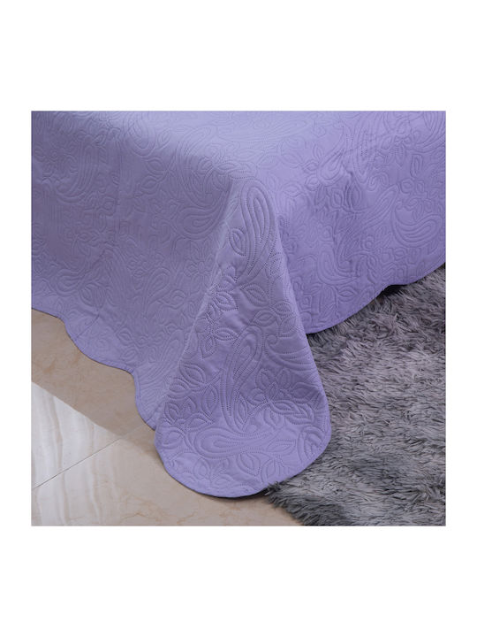 Silk Fashion Solid Set Coverlet Queen Size from Cotton & Polyester Lila 220x240cm 3pcs
