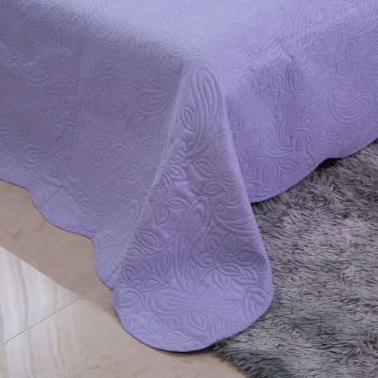 Silk Fashion Solid Σετ Κουβερλί Υπέρδιπλο από Βαμβάκι & Πολυεστέρα Lila 220x240cm 3τμχ