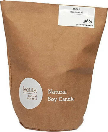 Laouta Natural Products Aromatic Soy Candle in Jar with Pomegranate Scent 200g