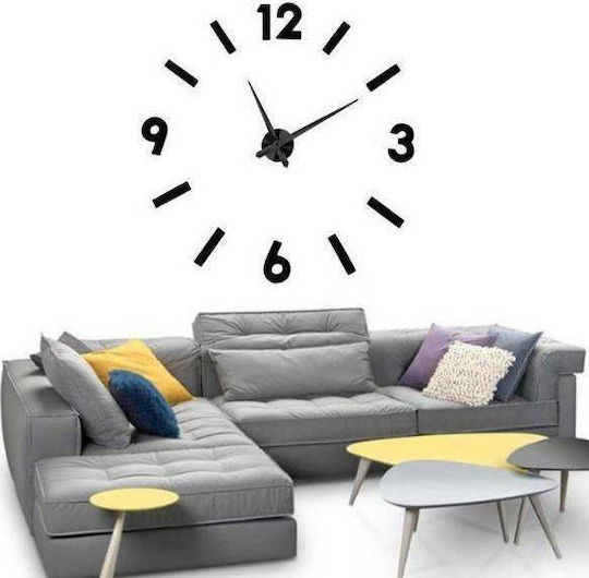 3D Wanduhr Aufkleber Kunststoff Schwarz
