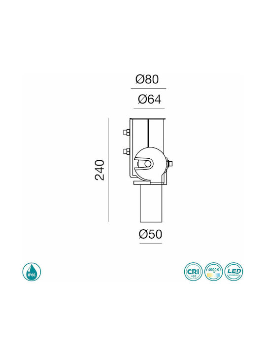 Gea Luce Khon Außenstehlampe LED Straße 50W mit Natürliches Weiß Licht IP65 Grau