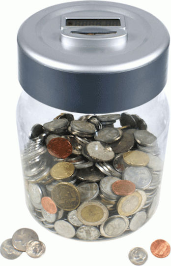 Smart Safe Jar Money Box Plastic Transparent 12x12x17cm