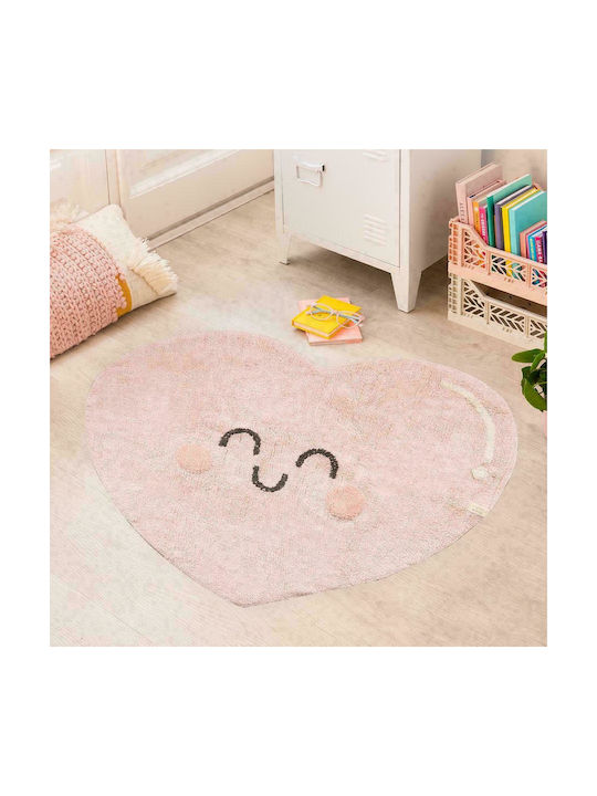 Lorena Canals Handmade Kids Cotton Rug Happy Heart Hearts 90x105cm