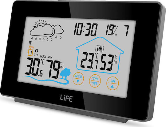 Life Mediterranean Touch Wireless Digital Weather Station Tabletop Black