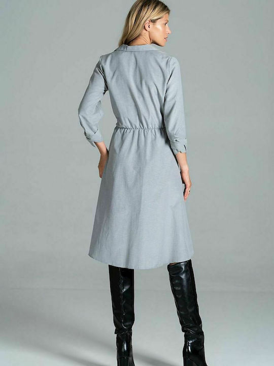 Figl M838 Midi Shirt Dress Dress Gray 157461