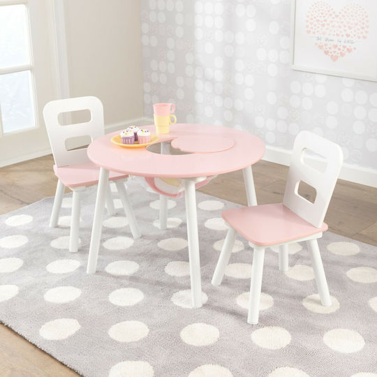 Round Storage Table Kids Table and Chairs Set made of Plastic Pink Kidkraft