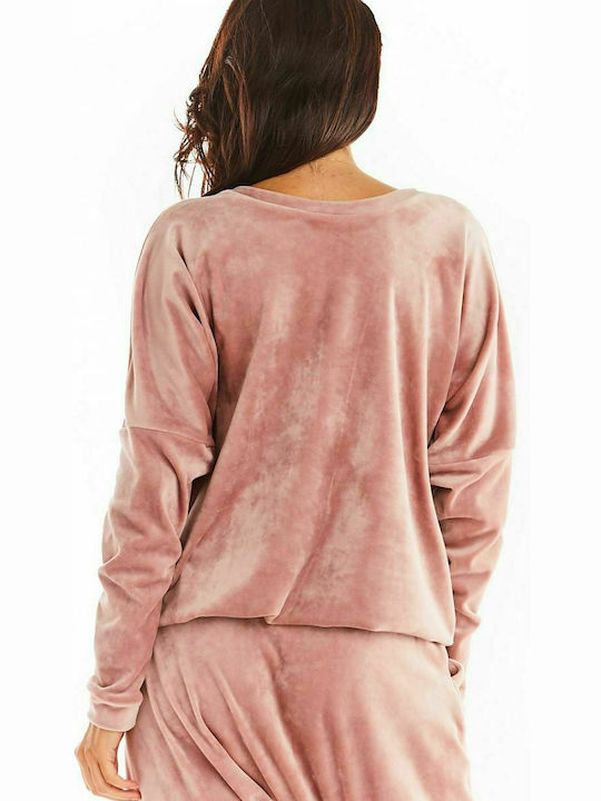 Awama Women's Velvet Sweatshirt Pink