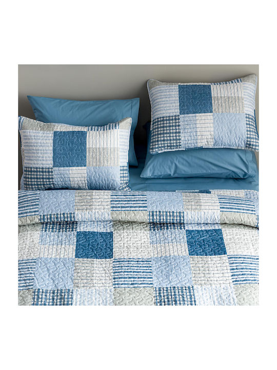 Vesta Home Double Coverlet Set Made of Polyester Blue 220x230cm 3 Pieces
