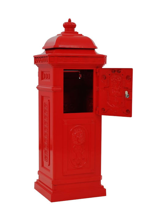 vidaXL Vintage Външна Пощенска Кутия Металик в Червен Цвят 35.5x32x102.5см