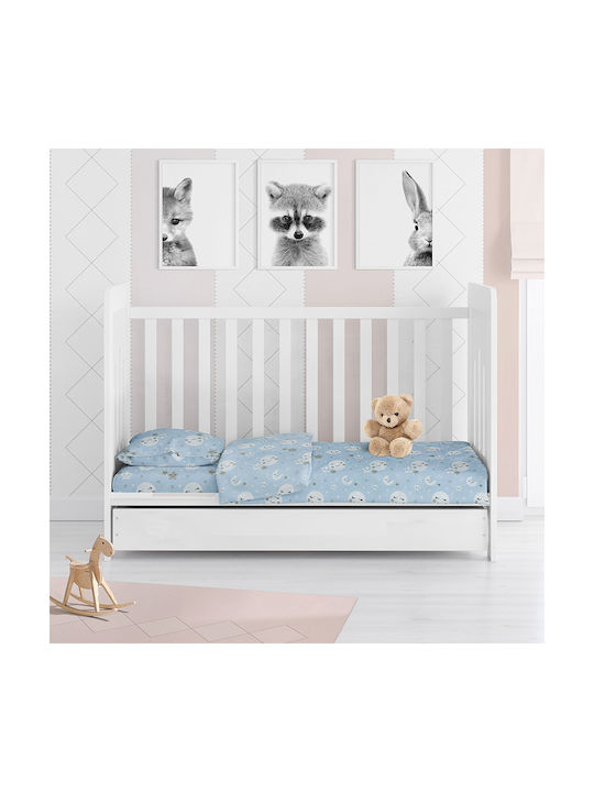 Dimcol Smile Baby Sheet Crib Cotton Fitted Blue 70x140cm