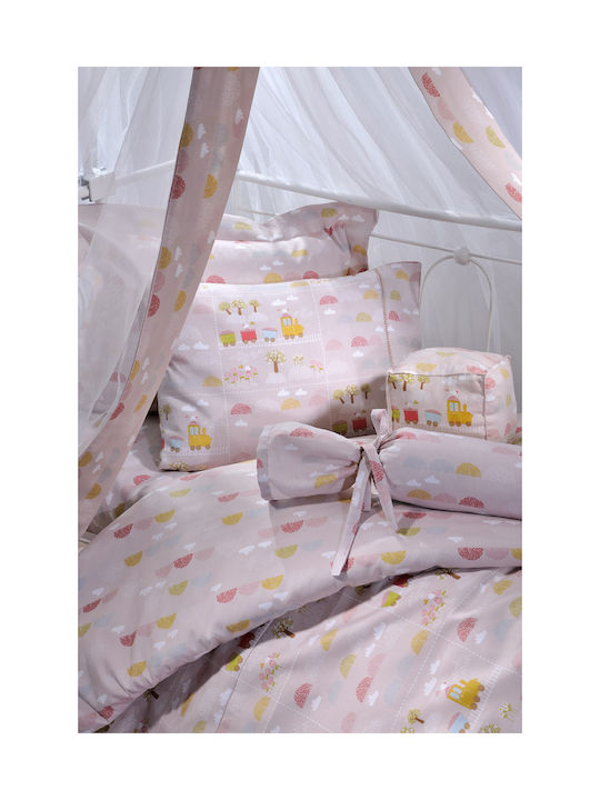 Down Town Home Babybettwäsche-Set Für Wiege Baumwollsatin Rosa 3Stück 75x125cm